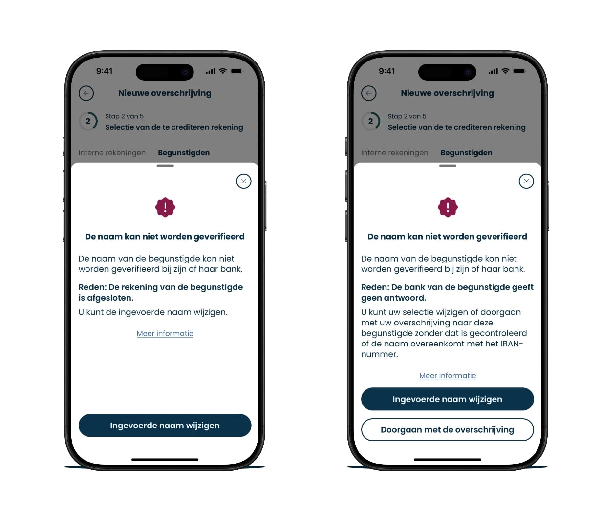 Afbeelding verificatie correspondentie onmogelijk
