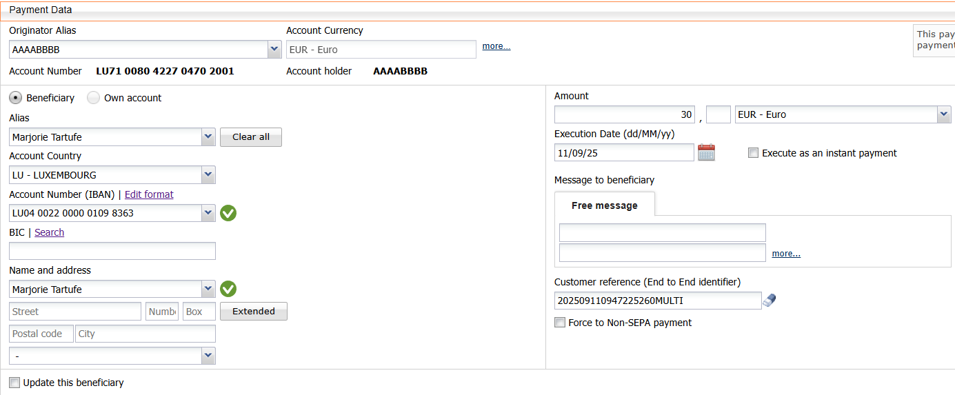 Confirmed multiline beneficiary image